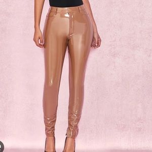 House of CB, new, Coffee Brown Vinyl Faux Leather Pants